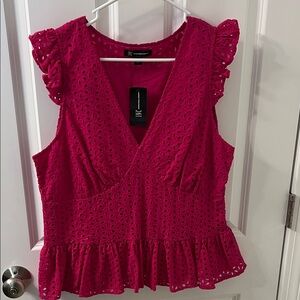 INC International Concepts Fuchsia Eyelet Blouse